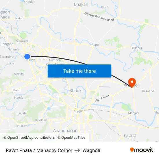 रावेत फाटा / महादेव कॉर्नर to वाघोली map