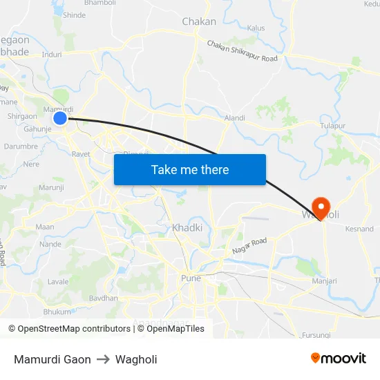 मामुर्डी गांव to वाघोली map