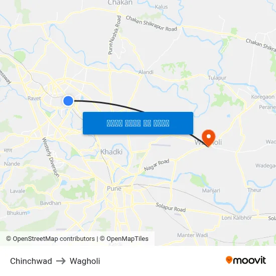 चिंचवड to वाघोली map