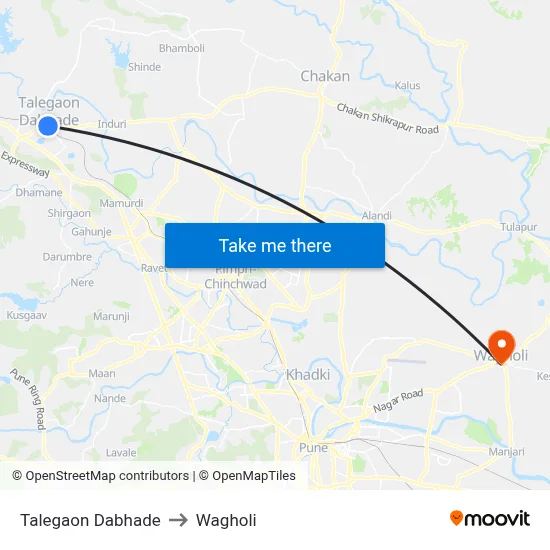 तालेगाव दाभाड़े to वाघोली map