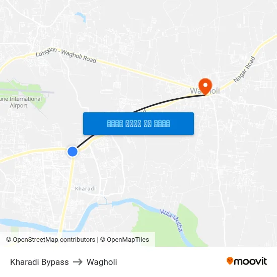 खराडी बाईपास to वाघोली map
