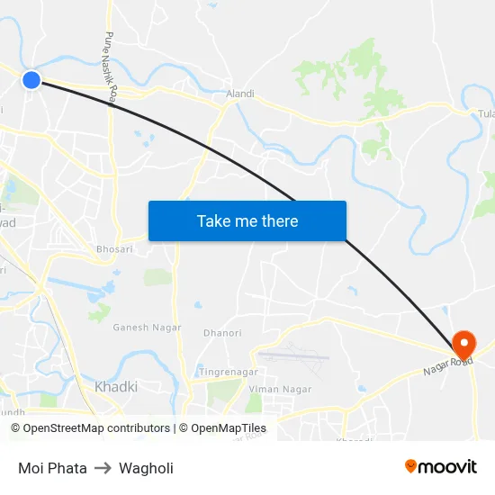मोई फाटा to वाघोली map