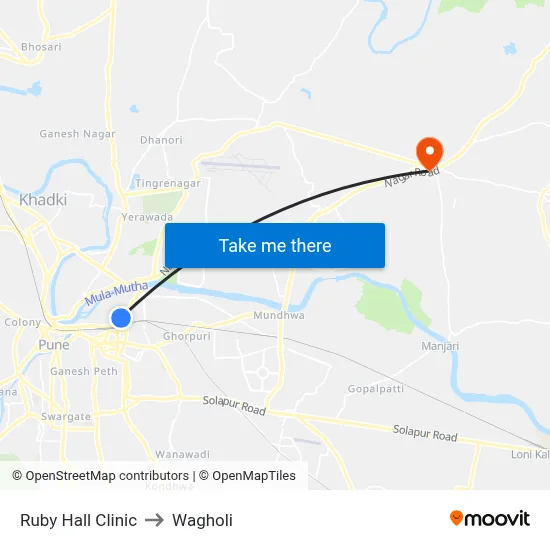 Ruby Hall Clinic to Wagholi map