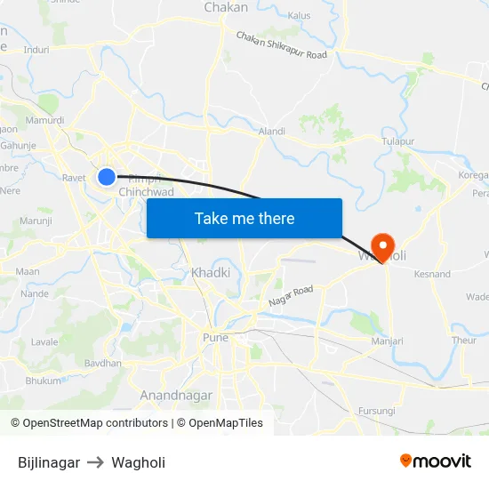 Bijlinagar to वाघोली map