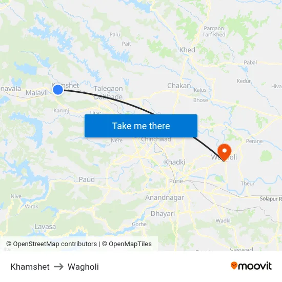 खामशेत to वाघोली map