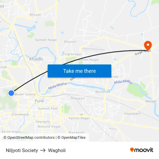 नीलज्योति सोसाइटी to वाघोली map
