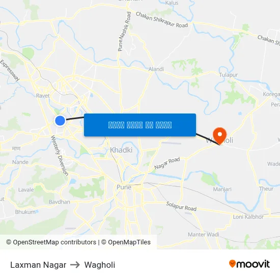 लक्ष्मण नगर to वाघोली map