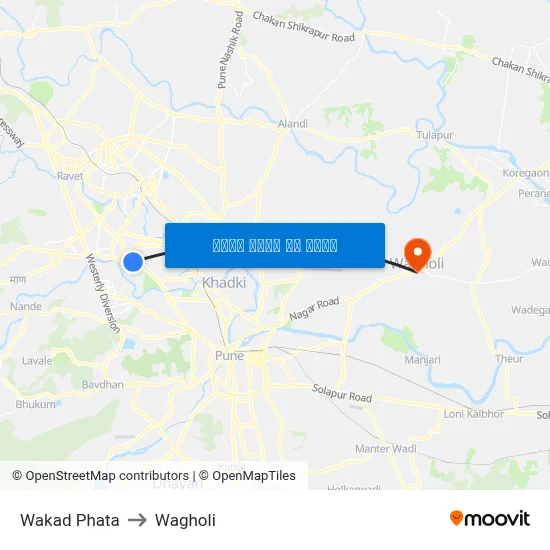 वाकड़ फाटा to वाघोली map