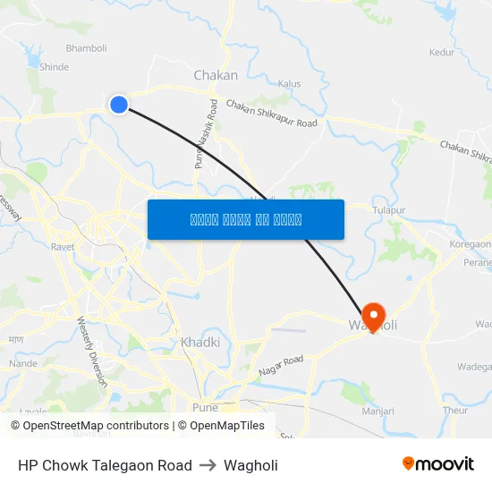 HP Chowk Talegaon Road to Wagholi map