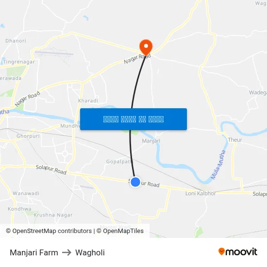 मांजरी फार्म to वाघोली map