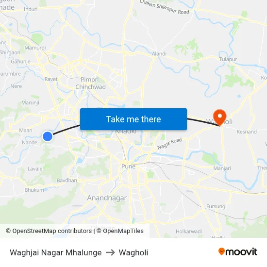 Waghjai Nagar Mhalunge to वाघोली map