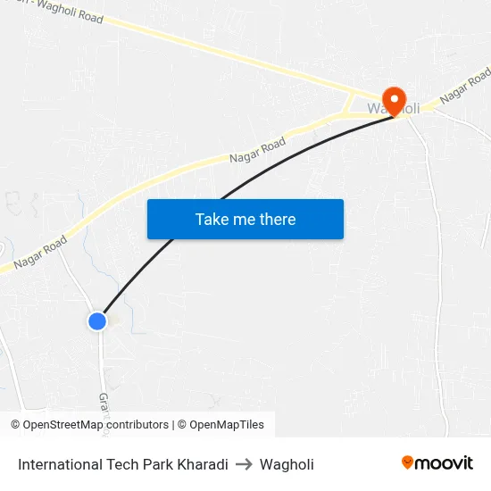 इंटरनैशनल टेक पार्क खराडी to वाघोली map