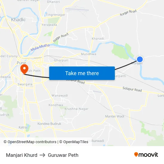 Manjari Khurd to Guruwar Peth map