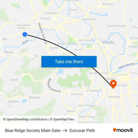 ब्लू रिज सोसायटी मेन गेट to गुरुवार पेठ map