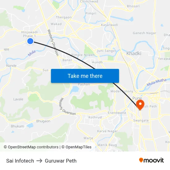 Sai Infotech to Guruwar Peth map