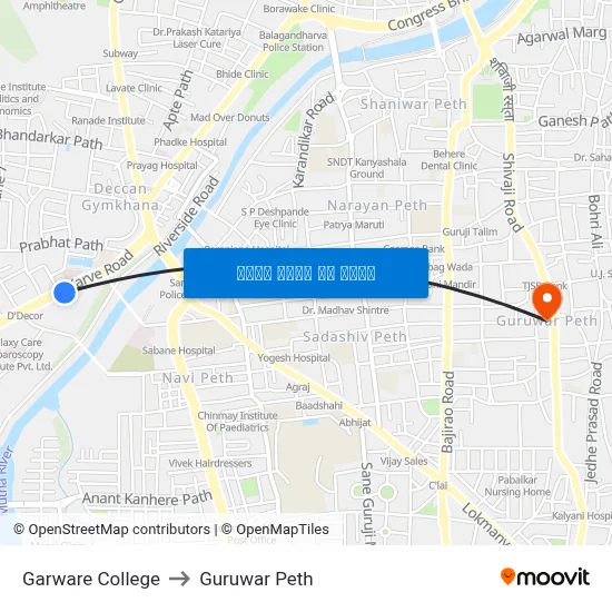 गरवारे कॉलेज to गुरुवार पेठ map