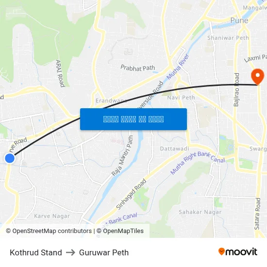 कोथरुड स्टैंड to गुरुवार पेठ map