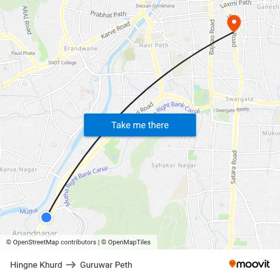 हिंगणे खुर्द to गुरुवार पेठ map