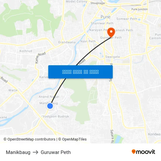 Manikbaug to Guruwar Peth map