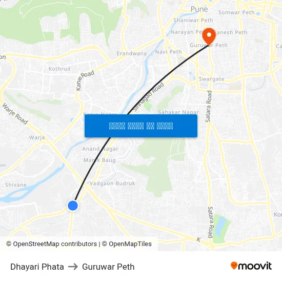 धायरी फाटा to गुरुवार पेठ map