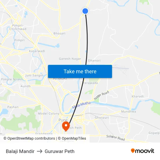बालाजी मंदिर to गुरुवार पेठ map