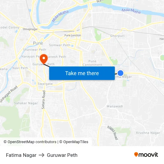 फातिमा नगर to गुरुवार पेठ map