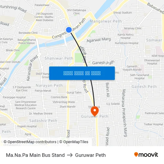 म.न.पा मुख्य बस स्टैंड to गुरुवार पेठ map