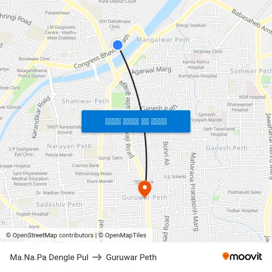 म.न.पा. डेंगले पूल to गुरुवार पेठ map