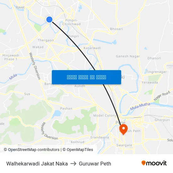 वल्हेकरवाडी जकात नाका to गुरुवार पेठ map