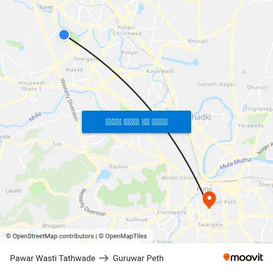 पवार वस्ती तथवडे to गुरुवार पेठ map