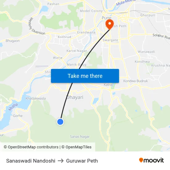 Sanaswadi Nandoshi to Guruwar Peth map