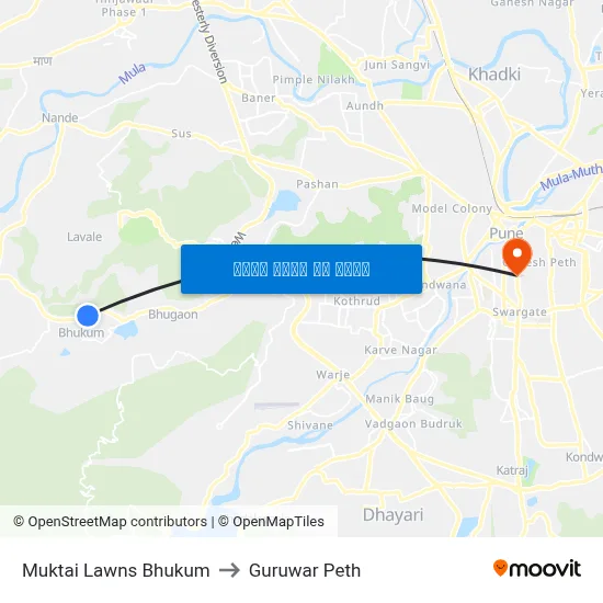 मुक्ताई लॉन्स भुकुम to गुरुवार पेठ map