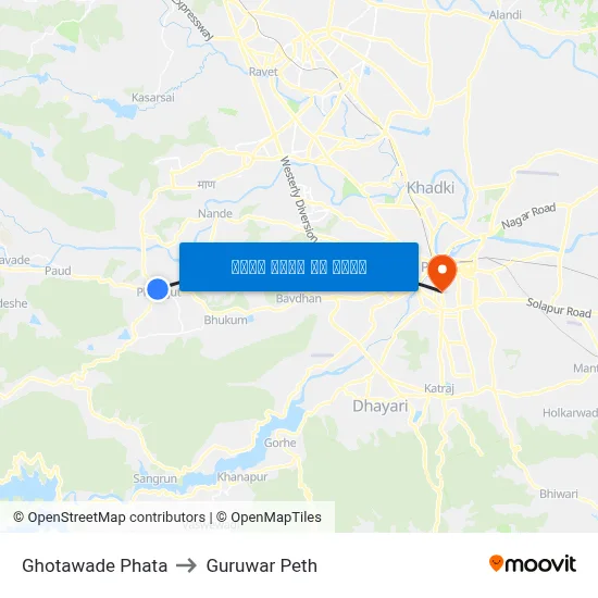 घोटावडे फाटा to गुरुवार पेठ map