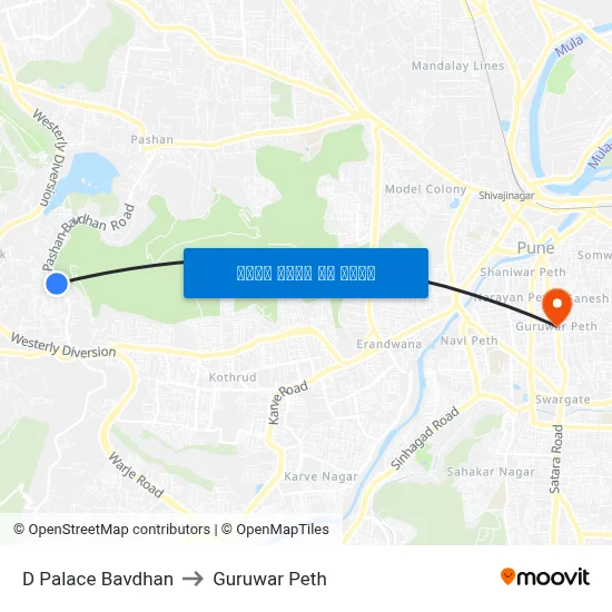 डी पैलेस बावधन to गुरुवार पेठ map