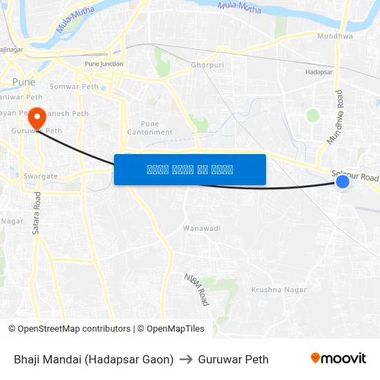 भाजी मंडई (हडपसर गाव) to गुरुवार पेठ map