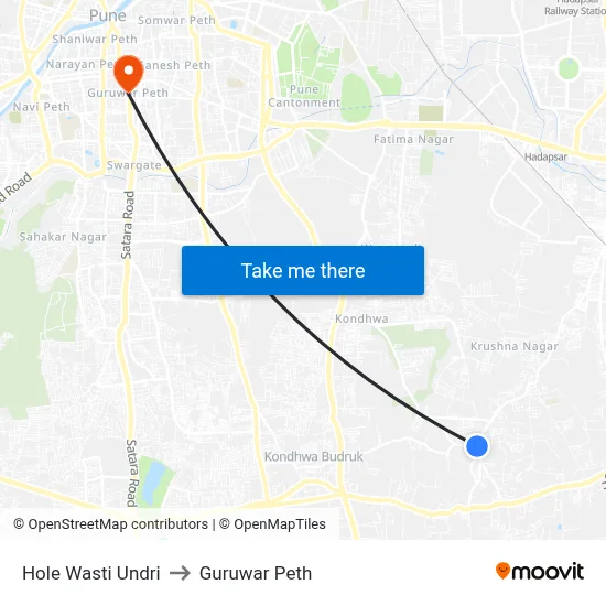Hole Wasti Undri to गुरुवार पेठ map