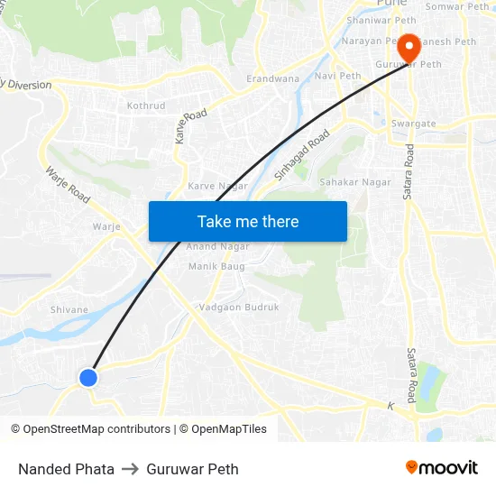 Nanded Phata to Guruwar Peth map