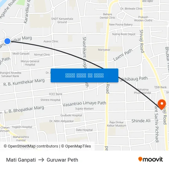 माती गणपति to गुरुवार पेठ map