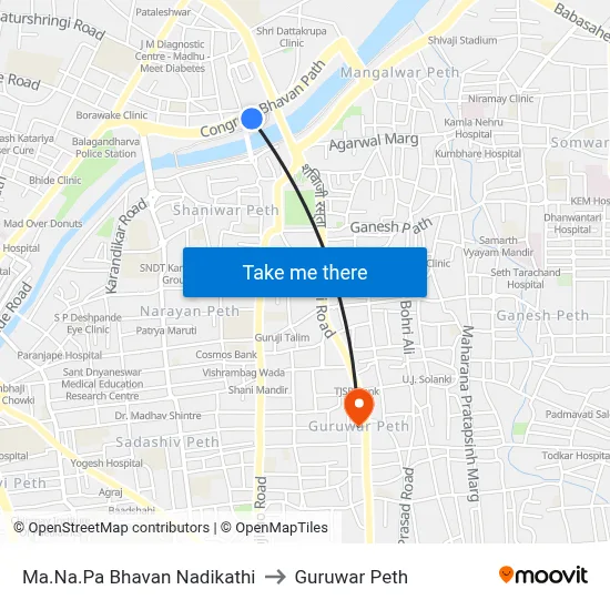 मा.न.पा भवन नदीकाठी to गुरुवार पेठ map