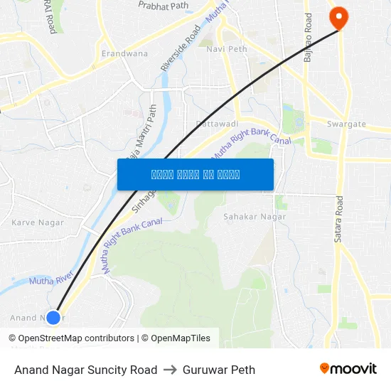 आनंद नगर सनसिटी रोड to गुरुवार पेठ map