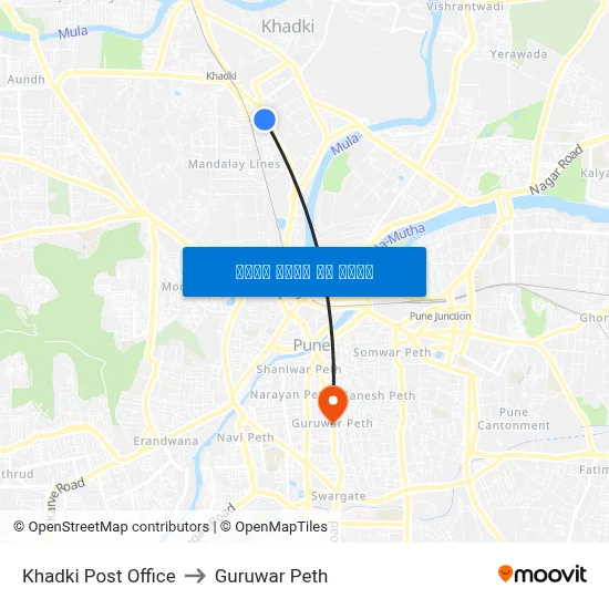 खडकी पोस्ट ऑफिस to गुरुवार पेठ map