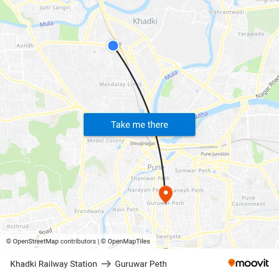 खड़की रेलवे स्टेशन to गुरुवार पेठ map