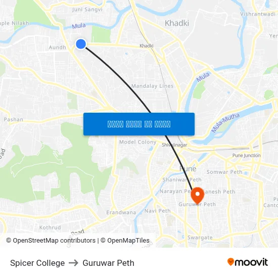 स्पाइसर कॉलेज to गुरुवार पेठ map