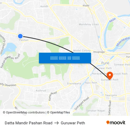 दत्त मंदिर पाषाण रोड to गुरुवार पेठ map