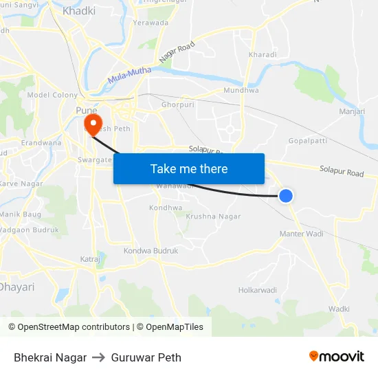 Bhekrai Nagar to Guruwar Peth map