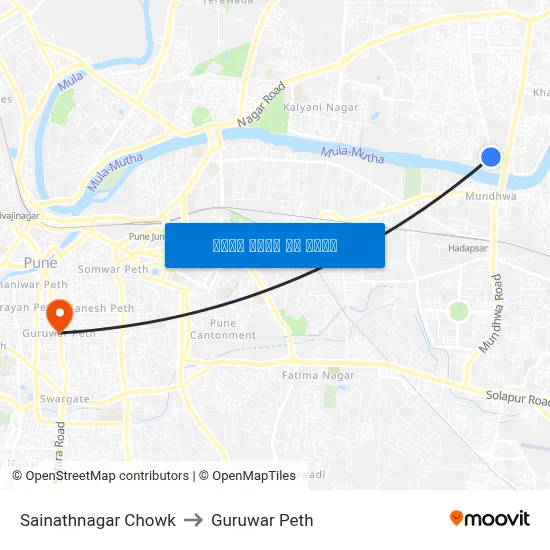 साईनाथनगर चौक to गुरुवार पेठ map