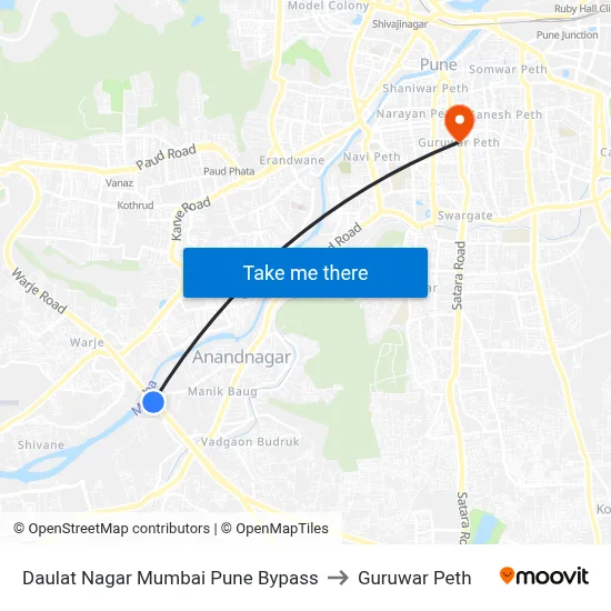 दौलत नगर मुंबई पुणे बायपास to गुरुवार पेठ map
