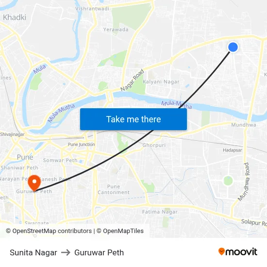 सुनीता नगर to गुरुवार पेठ map