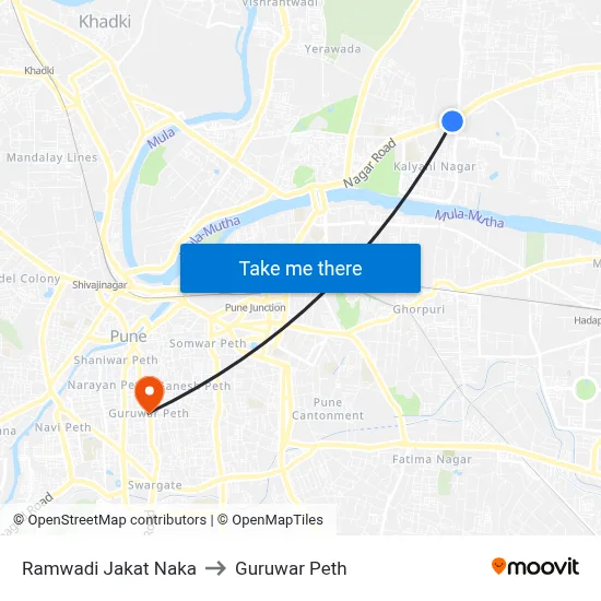 रामवाडी जकात नाका to गुरुवार पेठ map