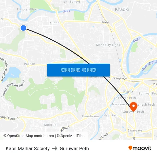 कपिल मल्हार सोसायटी to गुरुवार पेठ map